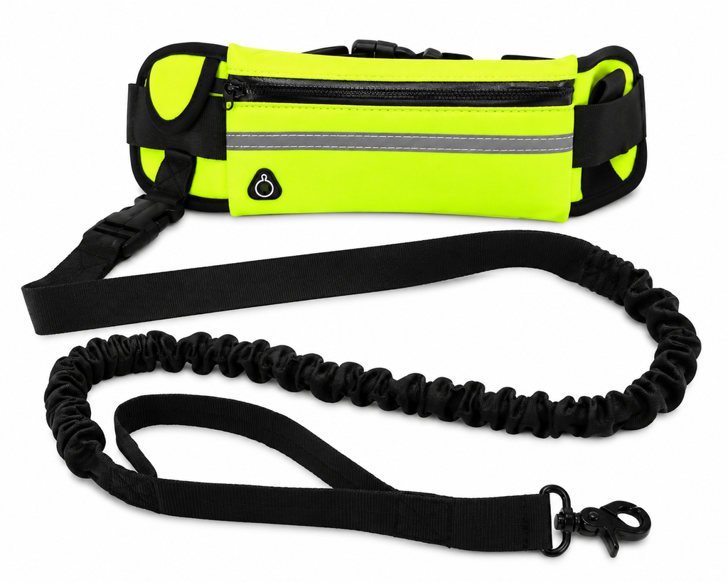 NEW Hands Free Dog Leash Pet Walking and Training Belt with Shock Absorbing Bungee Leash for up to 180Lbs Large Dogs Phone Pocket and Water Bottle Holder