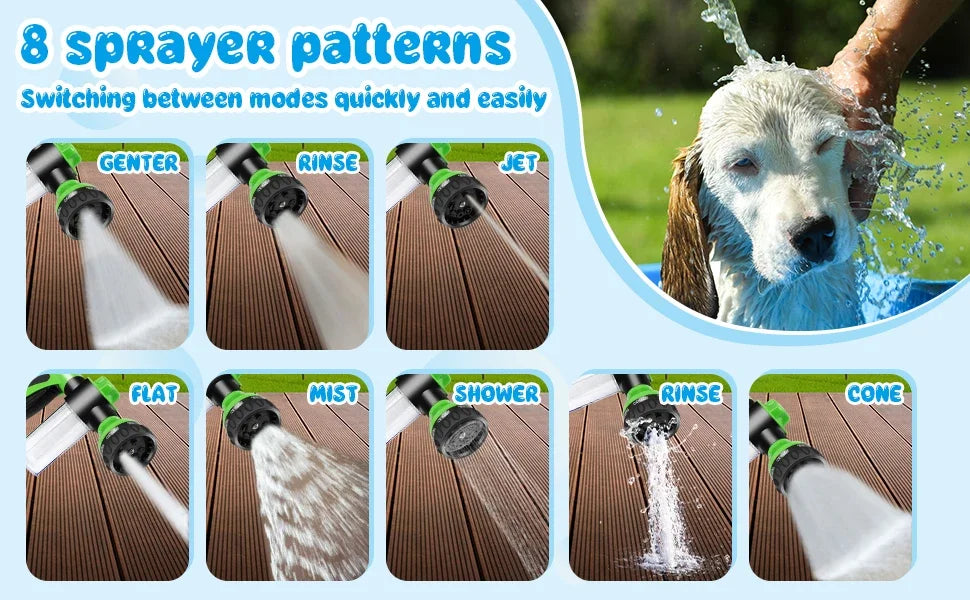 8-in-1 Pet Shower Sprayer with Soap Dispenser for Dogs & Cats – High Pressure Garden Hose Nozzle