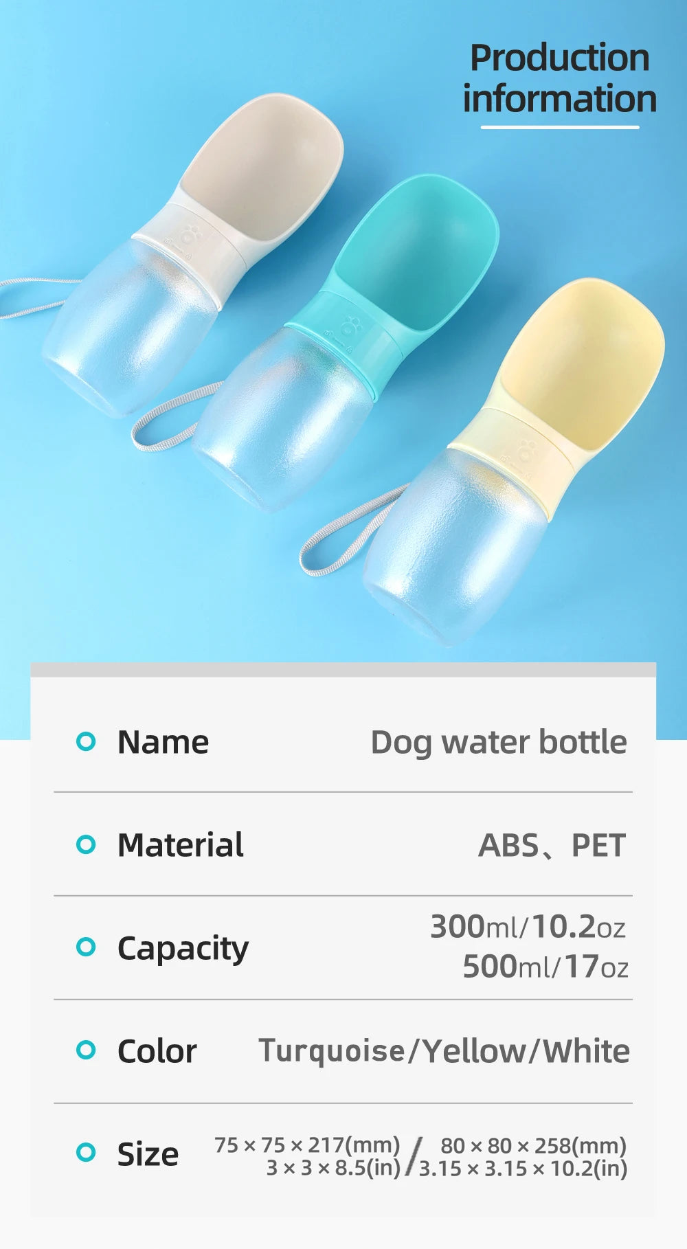 Portable Dog Water Bottle – Leakproof Travel Water Dispenser