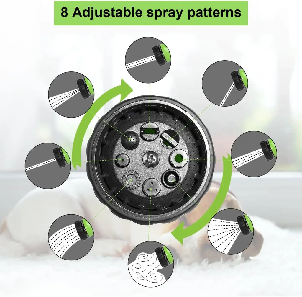 8-in-1 Pet Shower Sprayer with Soap Dispenser for Dogs & Cats – High Pressure Garden Hose Nozzle