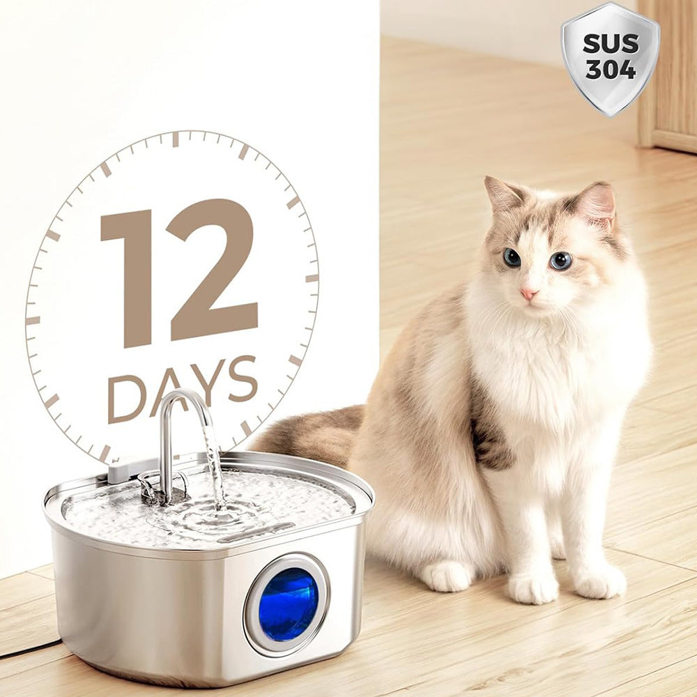 PawMart? Automatic Cat Water Fountain ? 3.2L Stainless Steel Pet Water Dispenser
