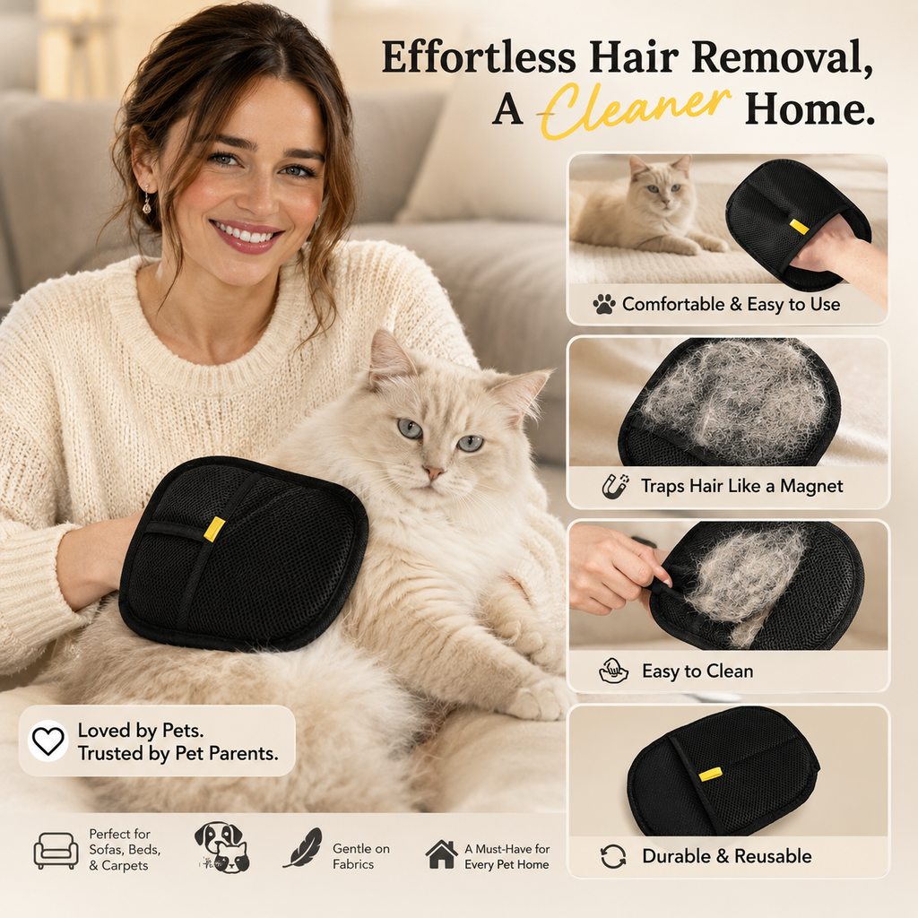 🐾 Pet Hair Remover Glove – Reusable Fur & Lint Cleaner for Cats & Dogs