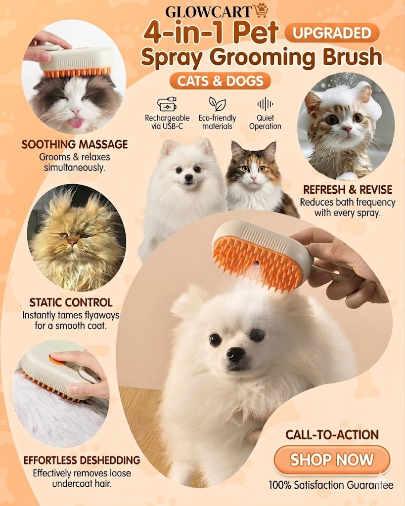 🐾 Pet Steam Brush – Removes Hair & Massages Your Pet